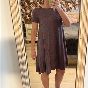 LuLaRoe Gray and Red High Low Dress